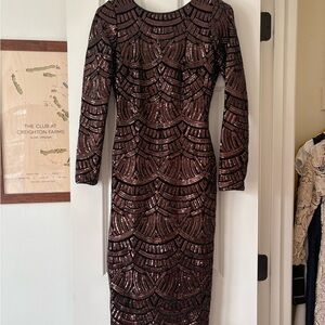 Dress the Population Black Sequin Long Sleeve Dress
